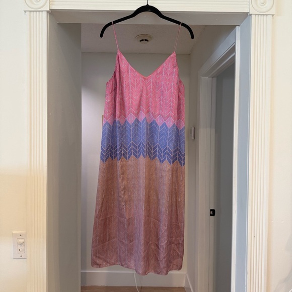 Nomad Morgan Carper Chevron Purple Slip Dress Sz Large Anthropologie Dainty - Picture 2 of 11